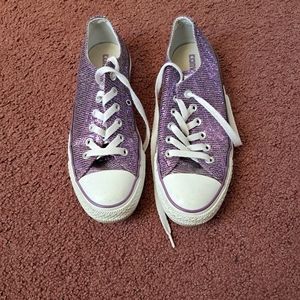 Women's Purple Glitter Low Top Converse Size 8